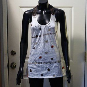 Crochet back racer cut halter top/ dress